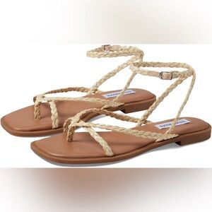 Steve Madden Agree Beige Braided Strap Sandals Size 6.5‎
